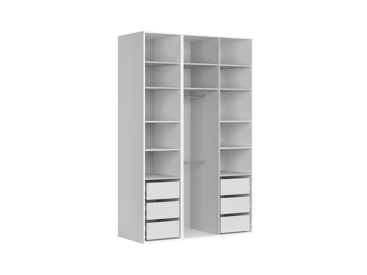 Flex Open Wardrobe Set 150cm | White | 12 Compartments, 6 Drawers & 2 Hanging Rails | 150x240x66cm