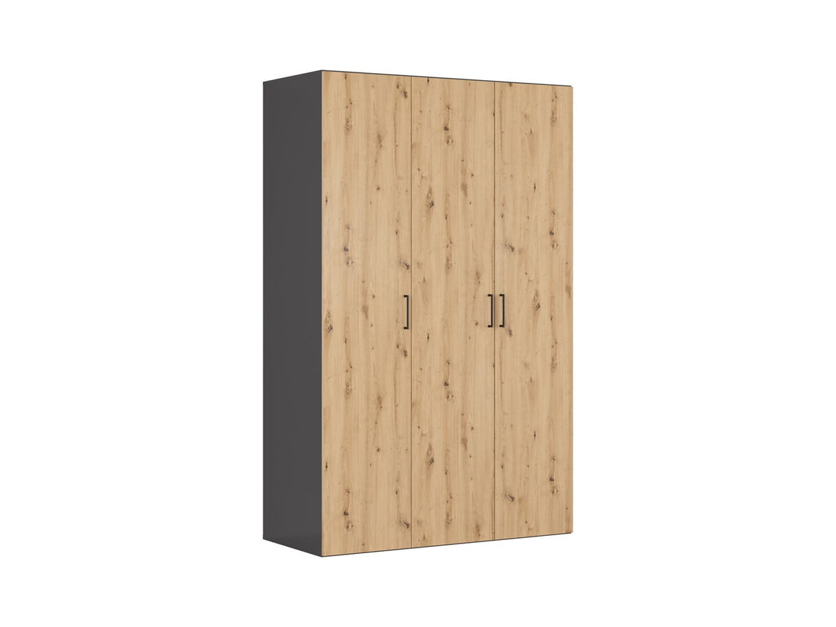 Flex Modular Wardrobe 150 cm – 3 Doors, Graphite / Artisan Oak