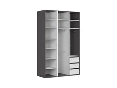Flex Modular Wardrobe 150 cm – 3 Doors, Graphite / Artisan Oak