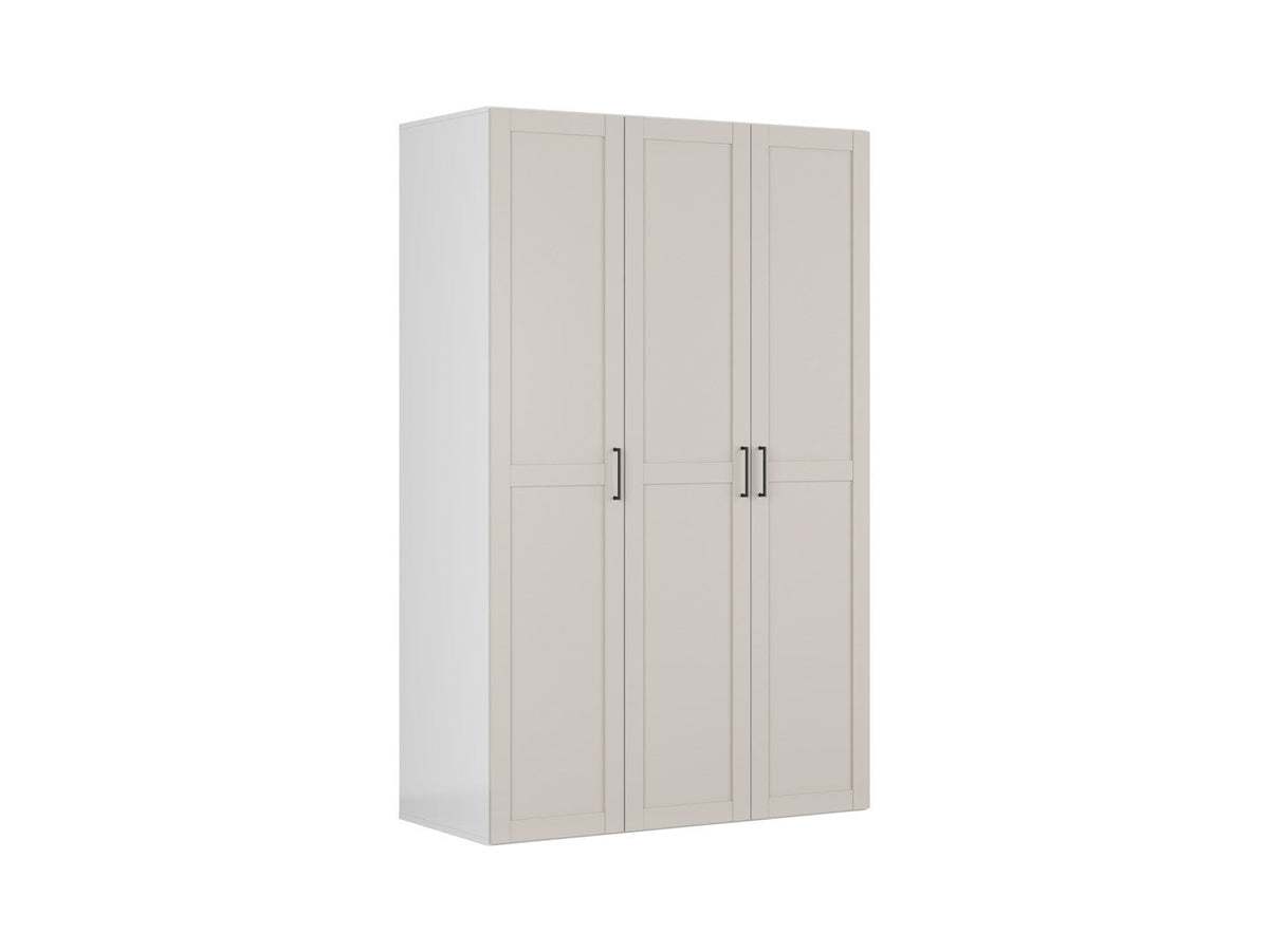 Flex Modular Wardrobe 150 – 3-Door Set with Drawers & Rails | White / Uni Cashmere | 150×240 cm