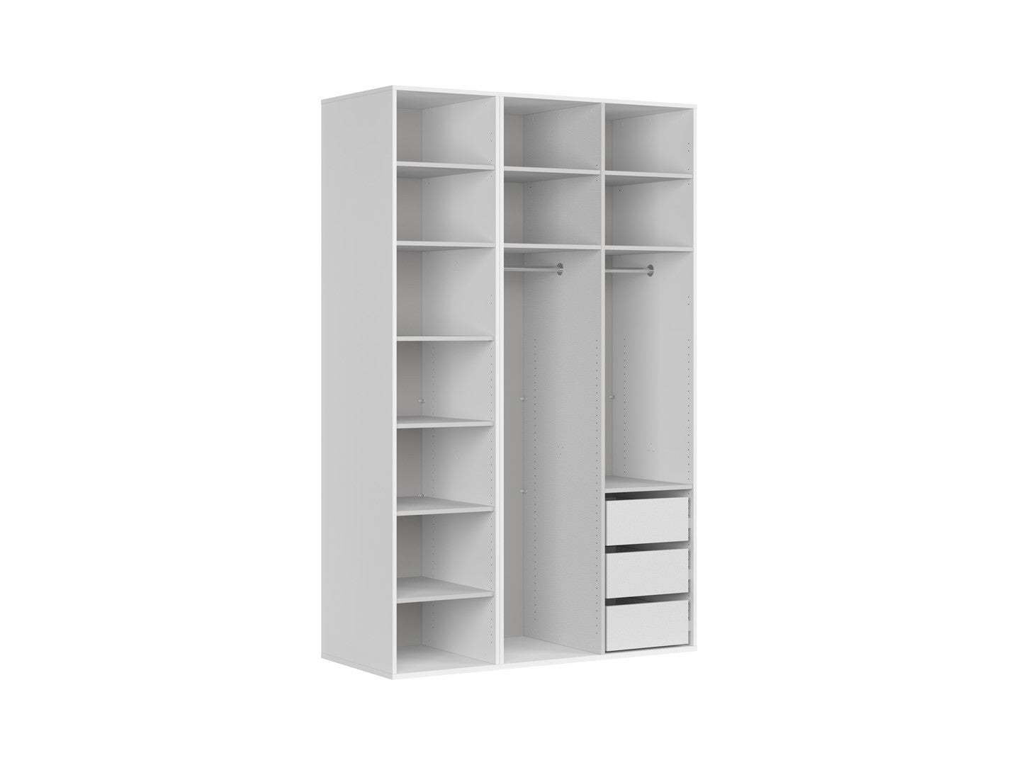 Flex Modular Wardrobe 150 cm – 3 Doors – White / Cashmere
