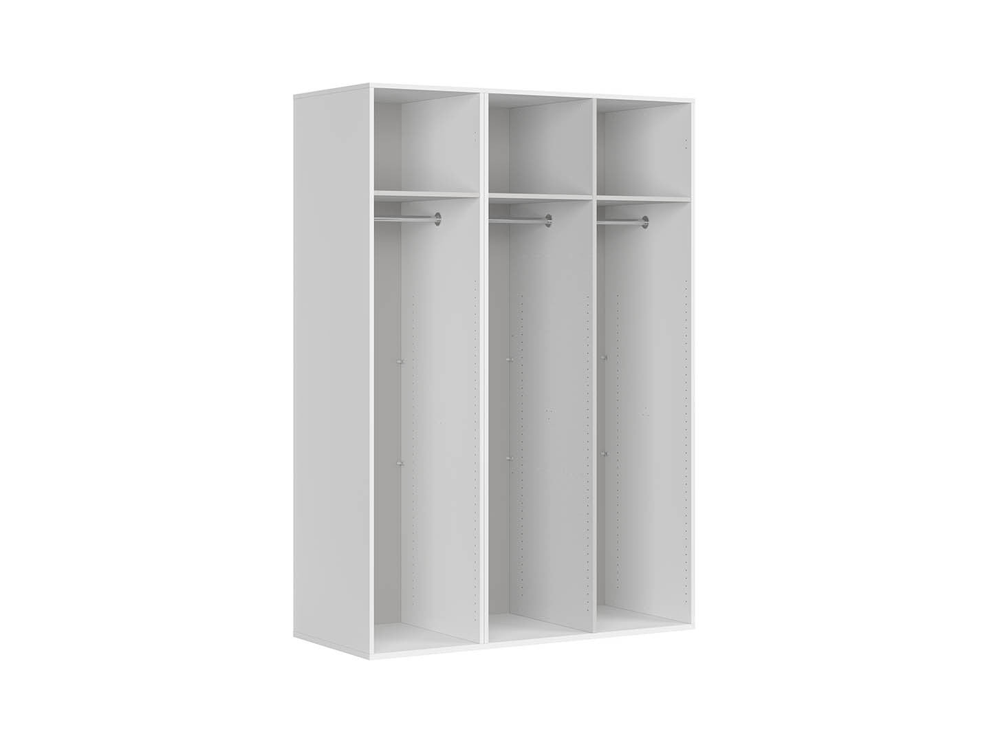 Flex Wardrobe 150 — 2-Unit Set with 3 Hanging Rails, White