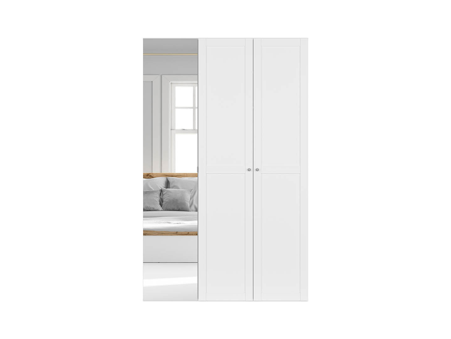 Flex Wardrobe 150 – 2-Unit Set with Mirror, Drawers & Hanging Rails | 150×240 cm | White/Grey