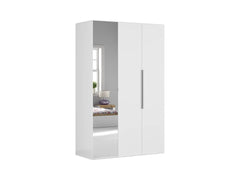 Flex Wardrobe Set 150 cm – White | Mirror Door | 3 Hanging Rails, 9 Shelves & 4 Soft-Close Drawers | 10-Year Warranty