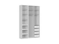 Flex Wardrobe 150 – 2-Unit Set with Mirror, Drawers & Hanging Rails | 150×240 cm | White/Grey