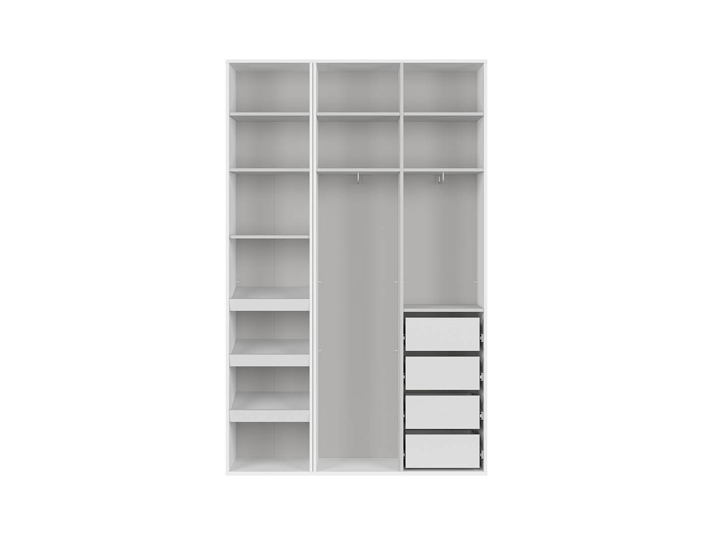 Flex Wardrobe 150 – 2-Unit Set with Mirror, Drawers & Hanging Rails | 150×240 cm | White/Grey