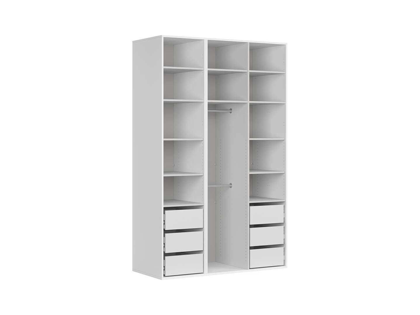 Flex Wardrobe Set 150 cm – 3 Doors with Mirror | White & White Gloss
