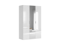 Flex Wardrobe Set 150 cm – 3 Doors with Mirror | White & White Gloss