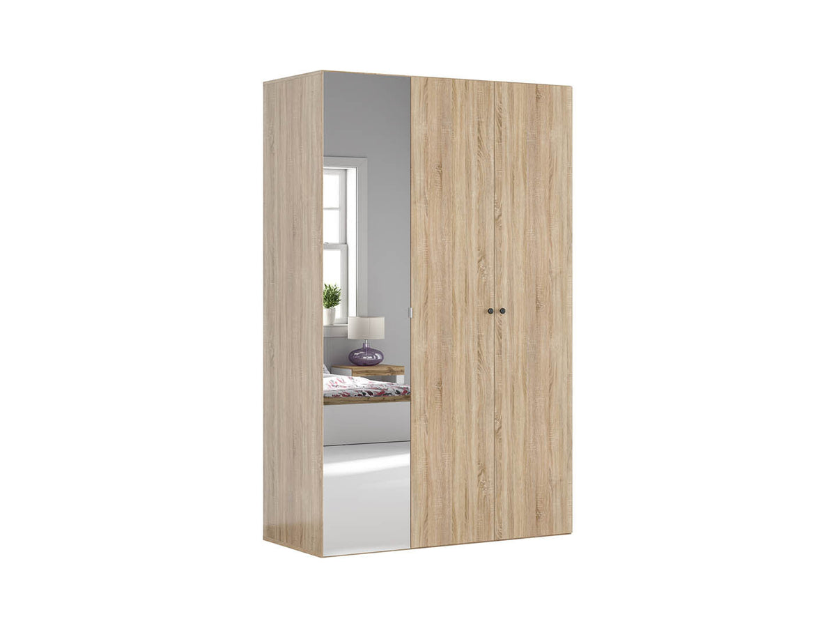Flex Wardrobe 150 – 2-Unit Set with 3 Rails, 9 Shelves & Drawers | Sonoma Oak | 150×240 cm