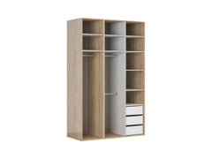 Flex Wardrobe 150 – 2-Unit Set with 3 Rails, 9 Shelves & Drawers | Sonoma Oak | 150×240 cm