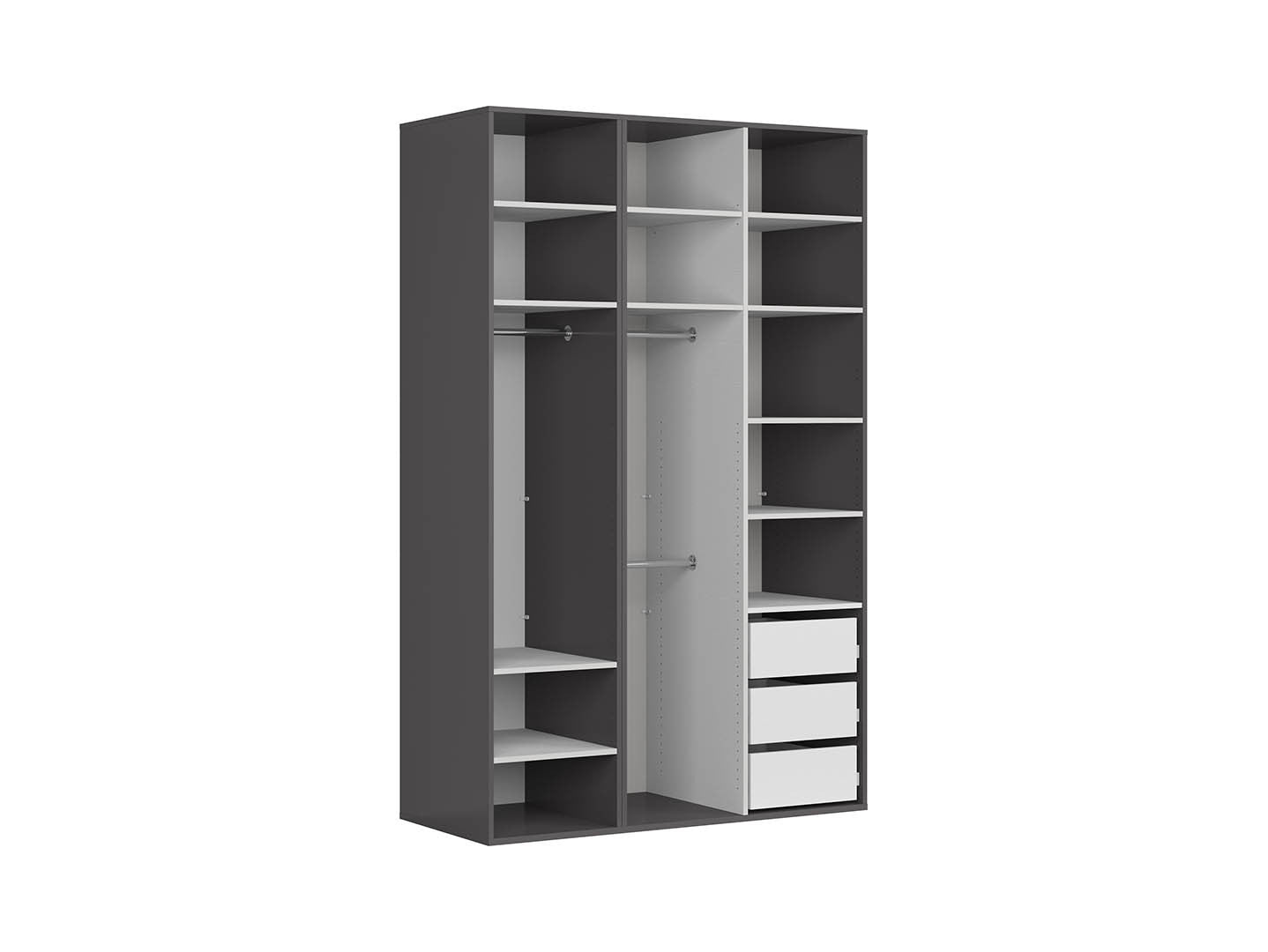 Flex — Wardrobe Set 150 cm – Graphite with Mirror