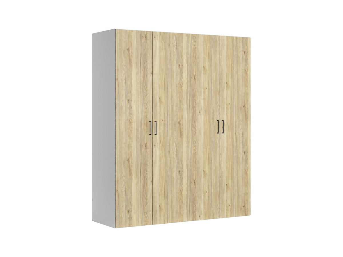 Flex Modular Wardrobe 200 cm – 4 Doors | White & Mauvella Oak