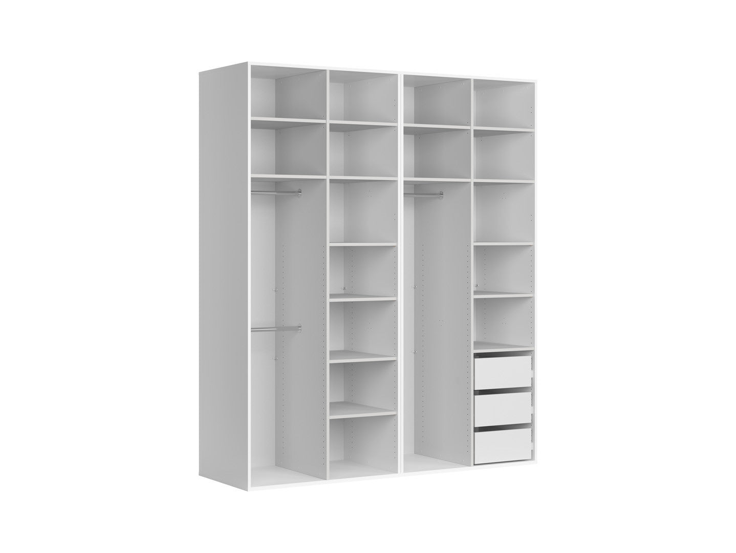 Flex Modular Wardrobe 200 cm – 4 Doors | White & Mauvella Oak
