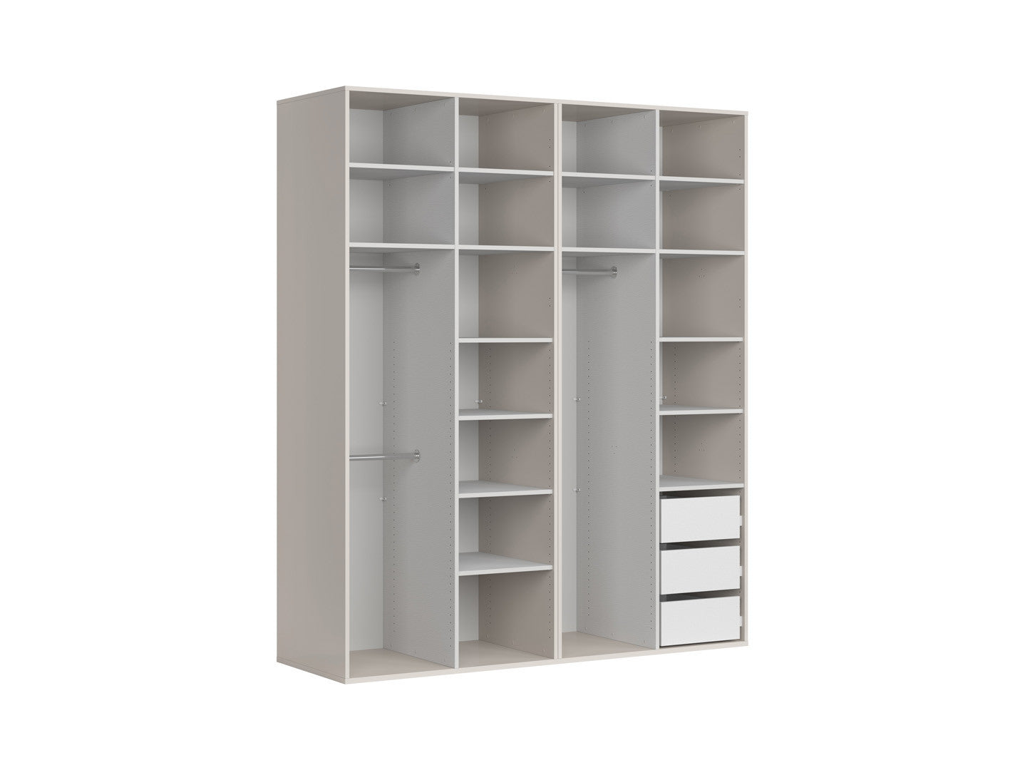 Flex Modular Wardrobe 200 cm – 4 Doors, Cashmere & Gold Handles, 10-Year Warranty