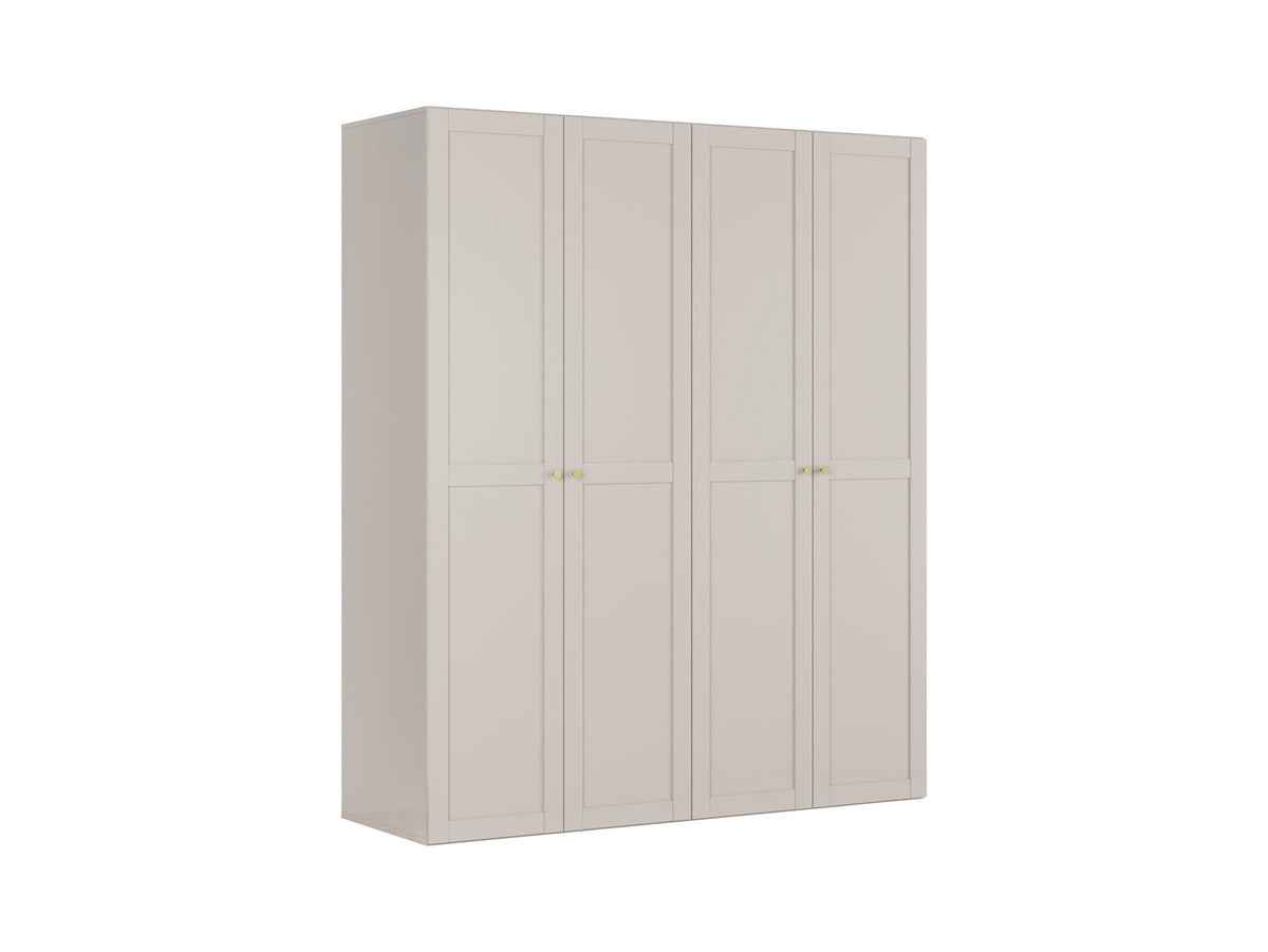 Flex Modular Wardrobe 200 cm – 4 Doors, Cashmere & Gold Handles, 10-Year Warranty
