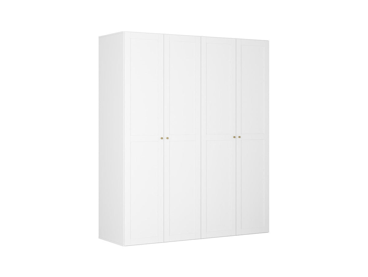 Flex Double Wardrobe 200 cm – White | 3 Rails, 8 Shelves, 4 Drawers & Angled Shoe Shelves