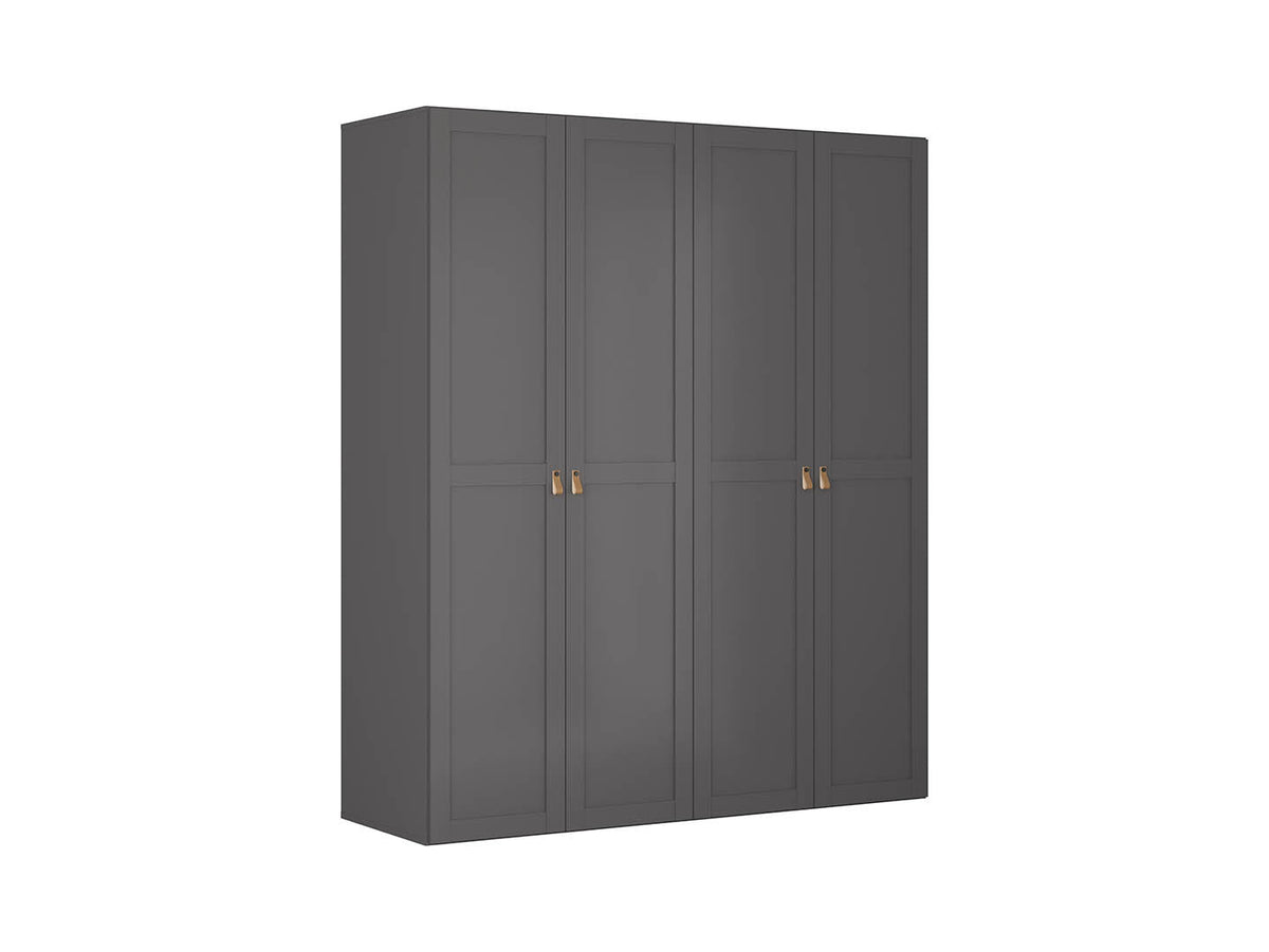 Flex Wardrobe 200 – 2-Unit Set with 4 Doors, 3 Rails, Shoe Shelves & Soft-Close Drawers | Graphite | 200×240 cm