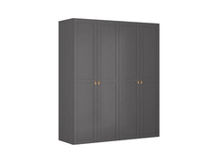 Flex Wardrobe 200 – 2-Unit Set with 4 Doors, 3 Rails, Shoe Shelves & Soft-Close Drawers | Graphite | 200×240 cm