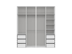 Flex Wardrobe 200 – 2-Unit Set with Mirror Panels, 6 Drawers & 5 Hanging Zones | White / White Gloss | 200×218 cm