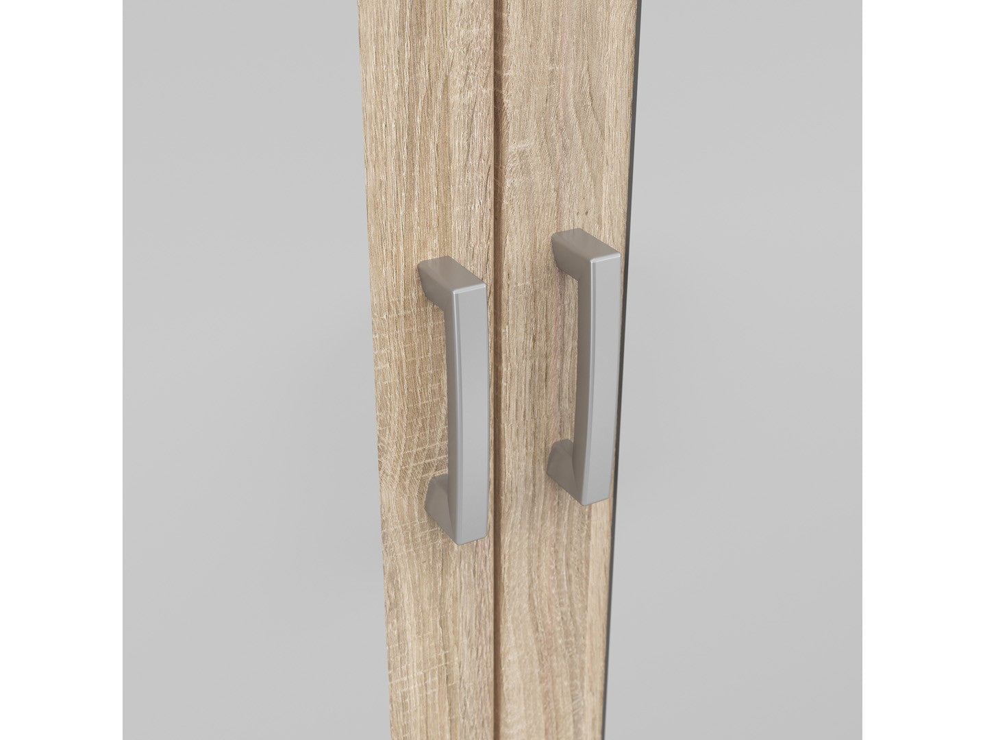 Brando Corner Wardrobe 117×117×199 cm – Mirror Doors, Hanging Rail & Shelves | Sonoma Oak & Grey Canvas