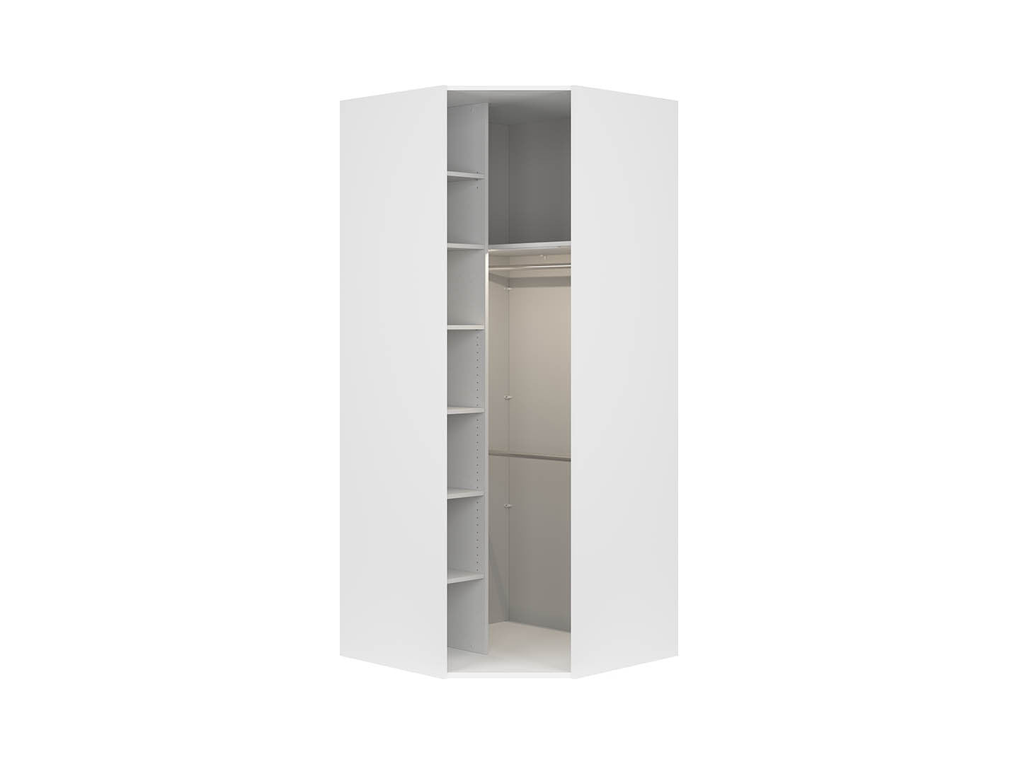 Flex Corner Wardrobe 103cm – White, LED Sensor Light & 6 Shelves