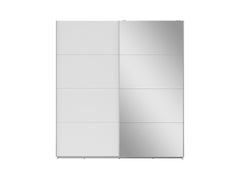 Eleven — Sliding Door Wardrobe | 180.5 × 197 cm | Mirror & Matt White | 2 Rails & 2 Shelves