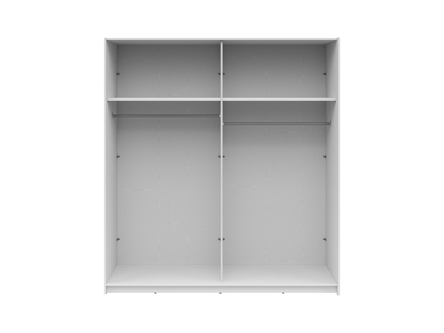 Eleven — Sliding Door Wardrobe | 180.5 × 197 cm | Mirror & Matt White | 2 Rails & 2 Shelves