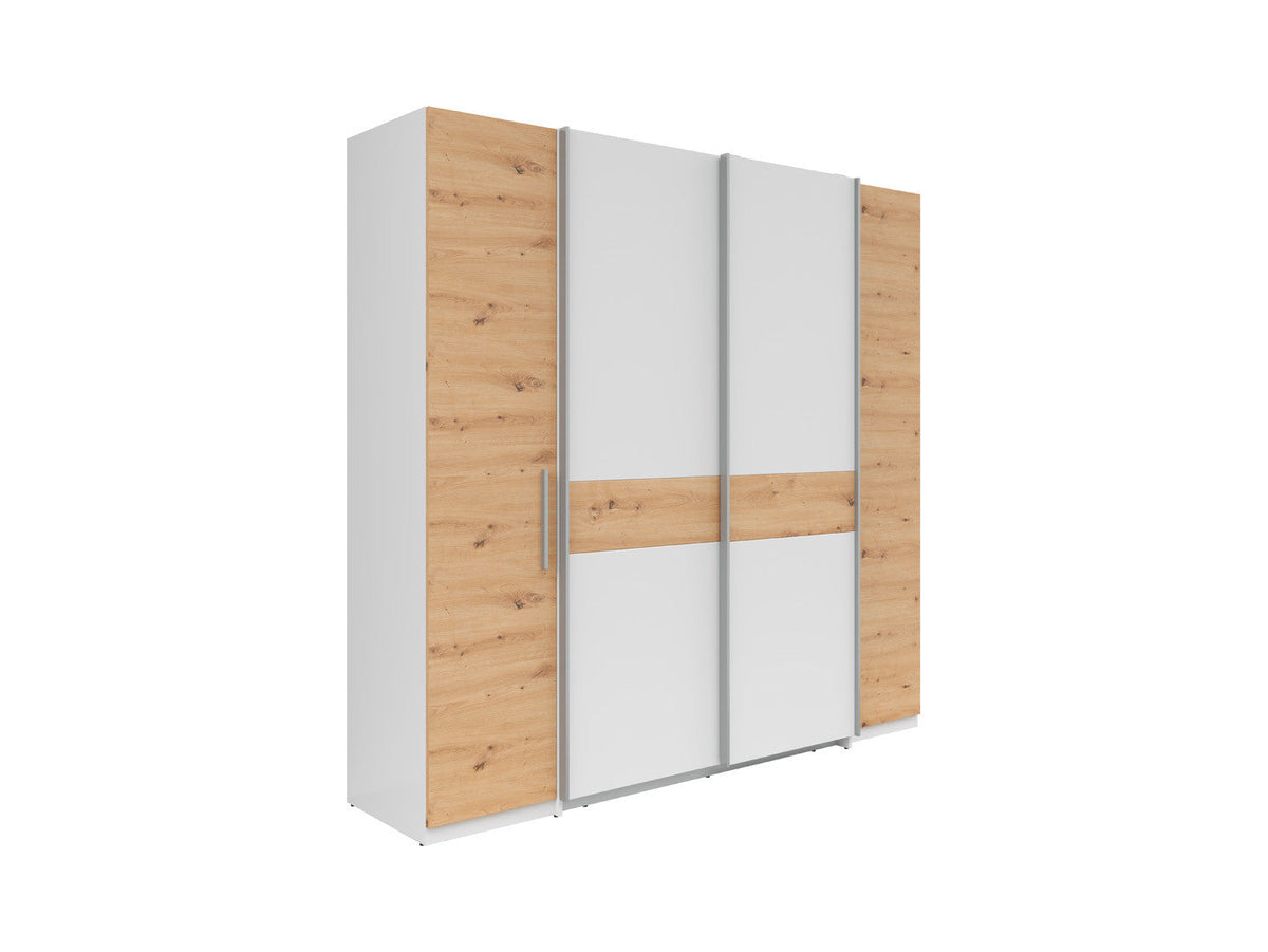 Fabio Wardrobe 215 cm – White / Artisan Oak | Sliding & Hinged Doors
