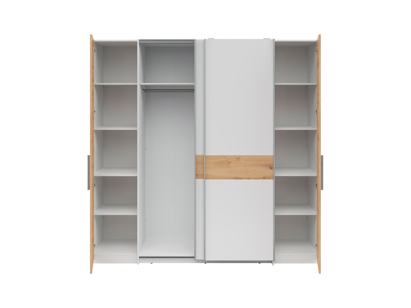 Fabio Wardrobe 215 cm – White / Artisan Oak | Sliding & Hinged Doors