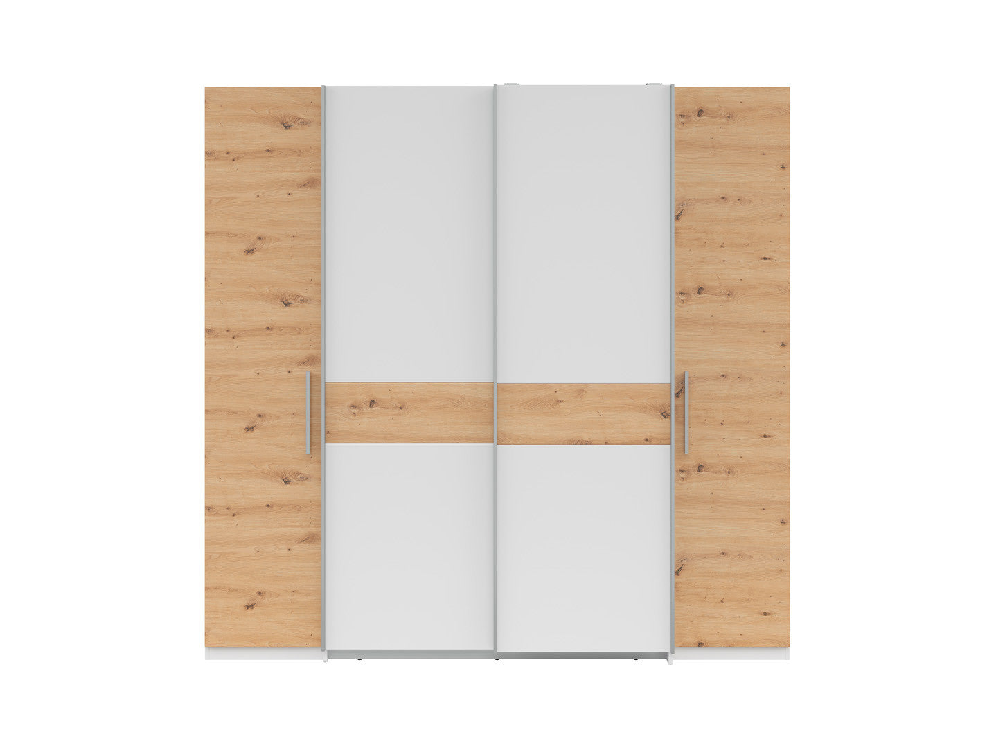 Fabio Wardrobe 215 cm – White / Artisan Oak | Sliding & Hinged Doors