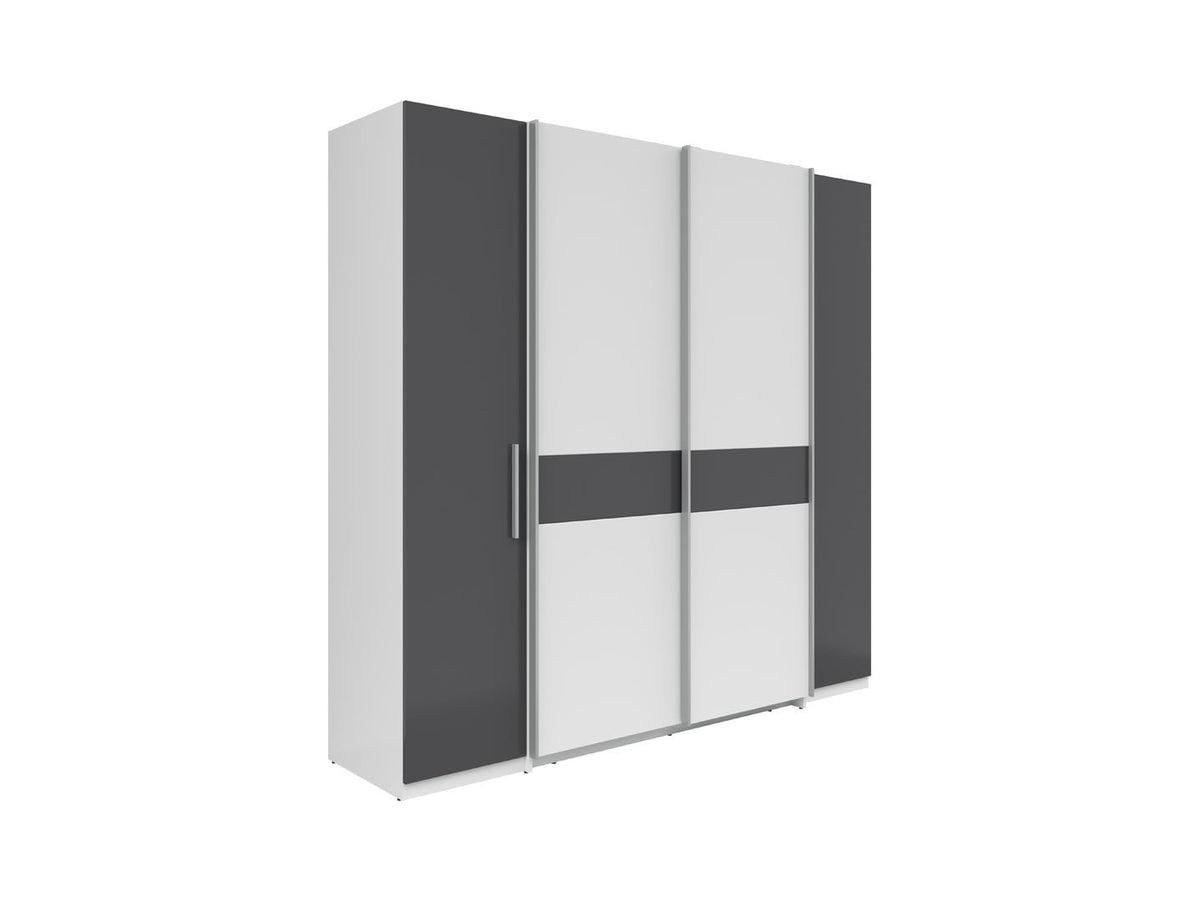 Fabio Sliding Door Wardrobe | White & Graphite | 215 cm