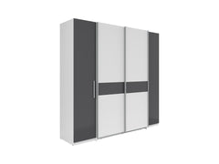 Fabio Sliding Door Wardrobe | White & Graphite | 215 cm