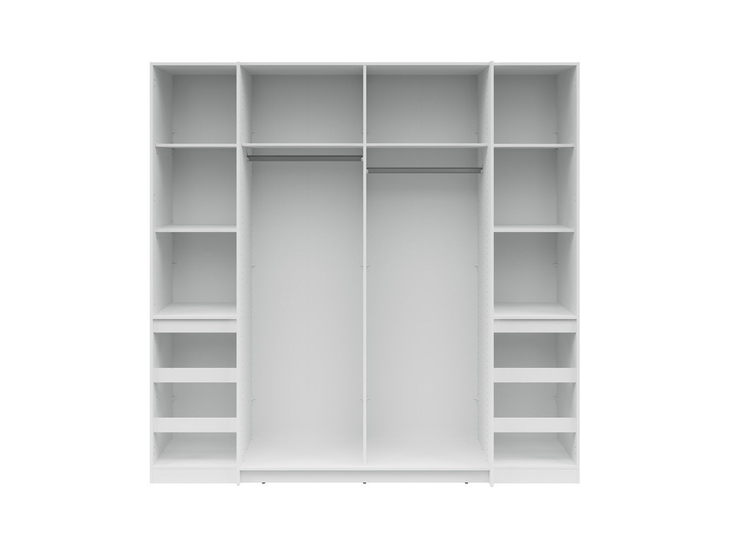 Fabio Wardrobe 215x210 cm – White & Graphite, Sliding + Hinged Doors, 2 Rails & 10 Zones
