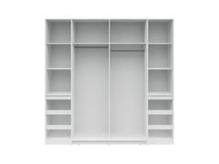 Fabio Wardrobe 215x210 cm – White & Graphite, Sliding + Hinged Doors, 2 Rails & 10 Zones