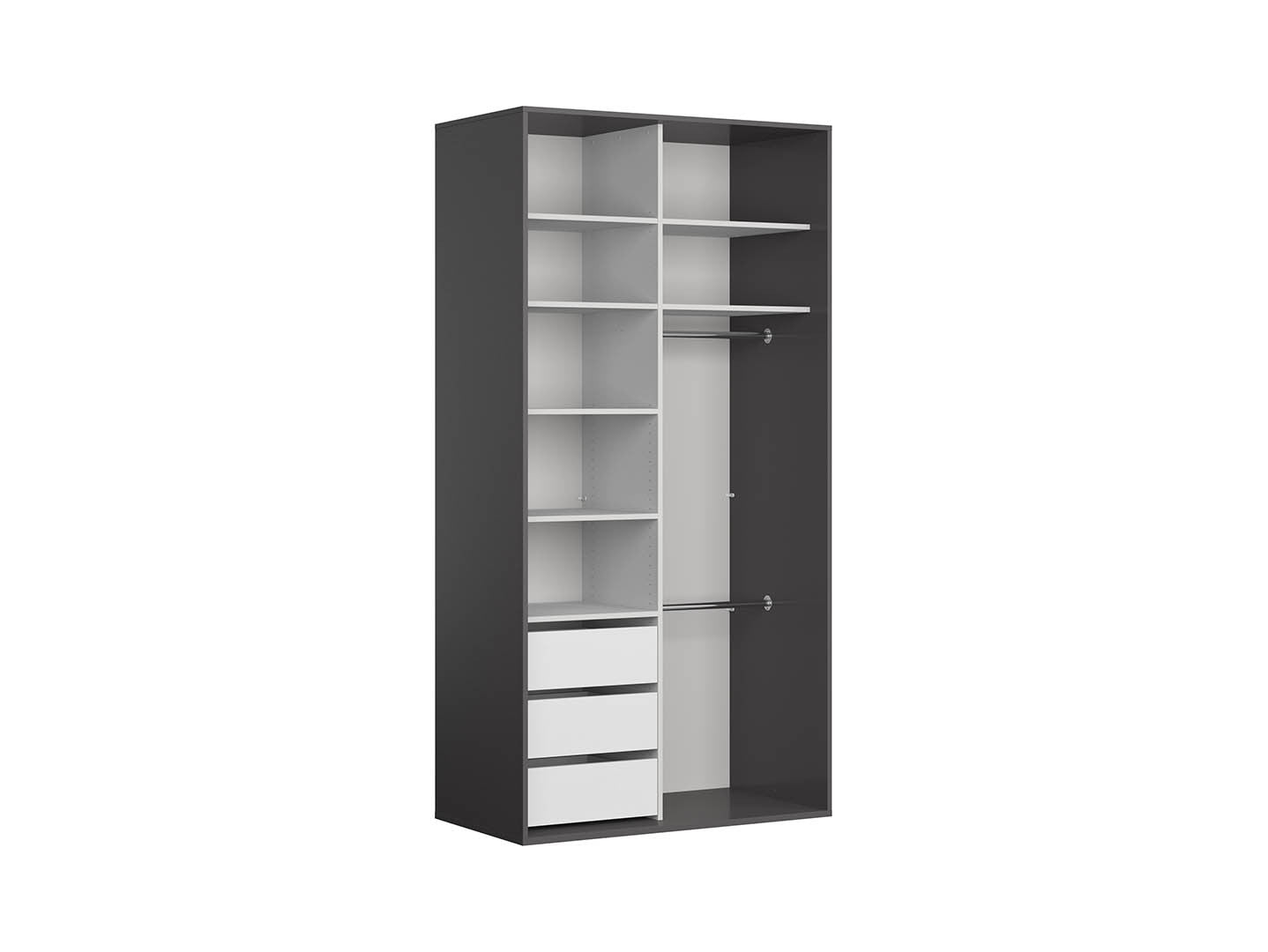 Flex Sliding Door Wardrobe 120 cm – Graphite / Black Gloss