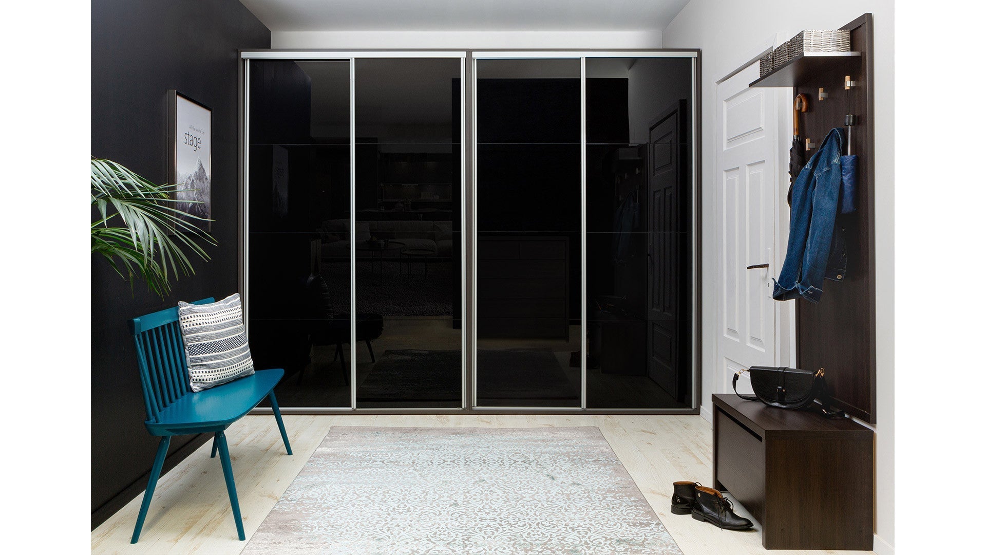 Flex Sliding Door Wardrobe 120 cm – Graphite / Black Gloss