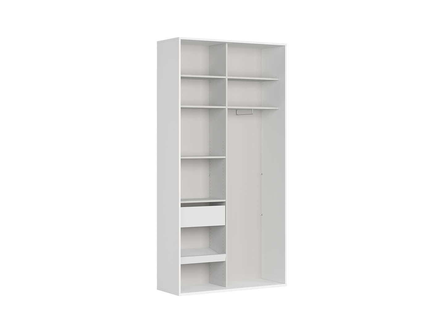 Flex Sliding Door Wardrobe 120 cm – Mirror Front | White & Grey | 7 Shelves, Rail & Drawer | 10-Year Warranty