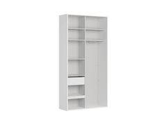 Flex Sliding Door Wardrobe 120 cm – Mirror Front | White & Grey | 7 Shelves, Rail & Drawer | 10-Year Warranty