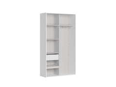 Flex Sliding Door Mirrored Wardrobe 120x218 cm – White / Grey Canvas
