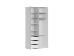 Flex Sliding Door Wardrobe 120 cm – White / Uni Kashmir | Mirror Panel, 3 Drawers, 6 Shelves & 2 Rails