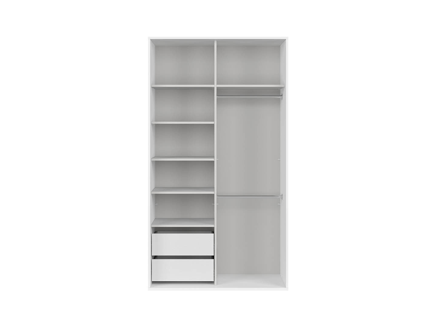 Flex Sliding Door Wardrobe 120cm | White Gloss & Mirror Panels | 2 Drawers, Hanging Rail | 120x218x66cm