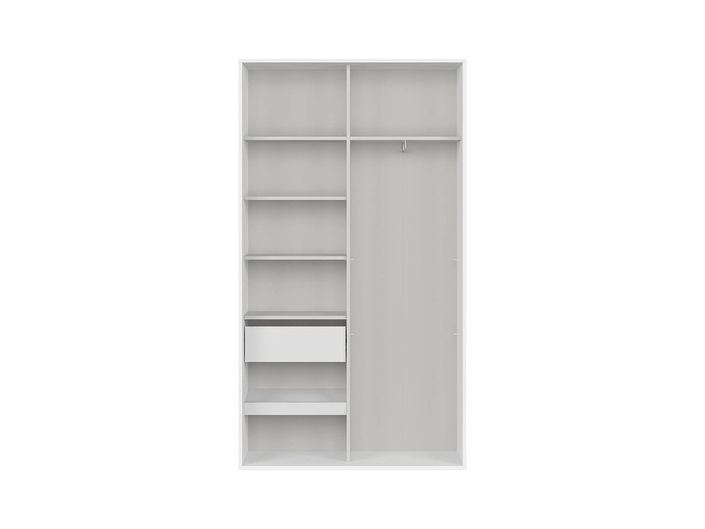 Flex Sliding Door Wardrobe 120 cm – White / White Gloss Mirror | Soft-Close Drawer