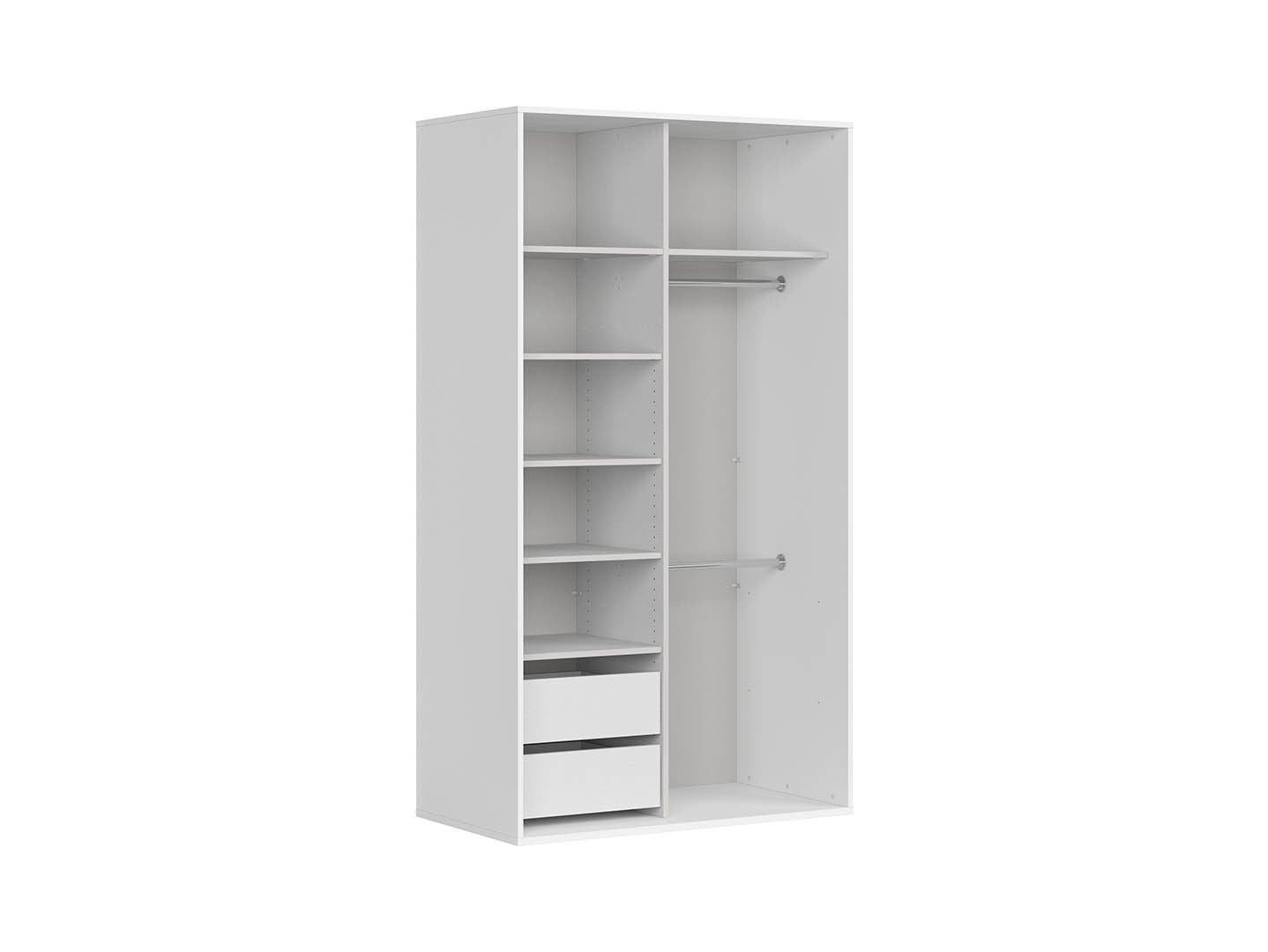 Flex Sliding Door Wardrobe 120cm | White Gloss & Mirror Panels | 2 Drawers, Hanging Rail | 120x218x66cm