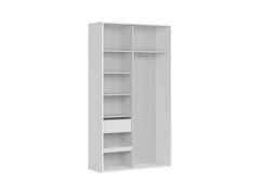 Flex Sliding Door Wardrobe 120 cm – White / White Gloss Mirror | Soft-Close Drawer