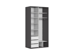 Flex Sliding Door Wardrobe 120 cm | Graphite & Artisan Oak | Mirror | 3 Soft-Close Drawers