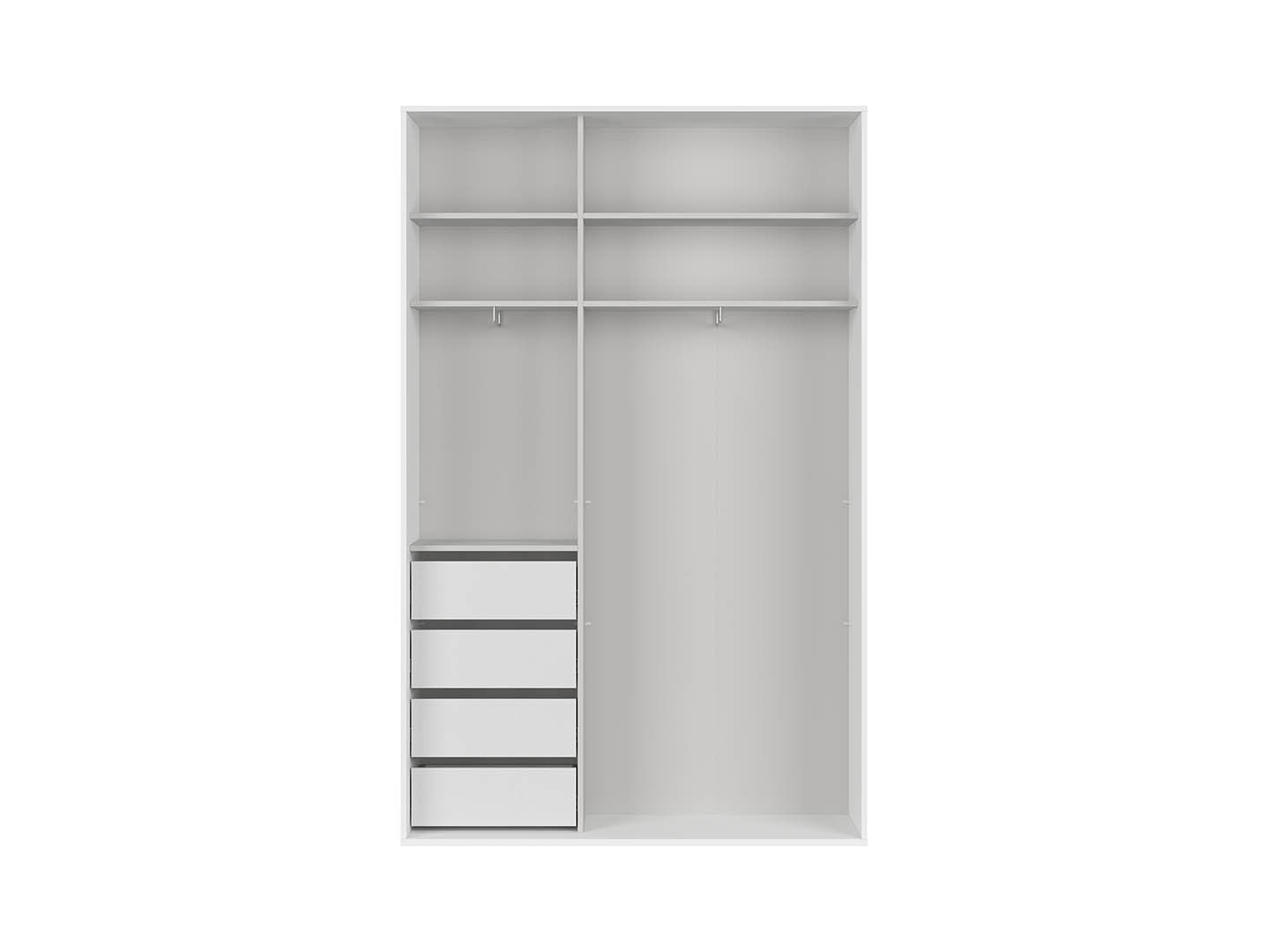 Flex Sliding Door Wardrobe 150 cm – 4 Drawers, 2 Rails, 4 Shelves & Grooved Fronts | White | 150×240×45 cm
