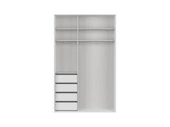 Flex Sliding Door Wardrobe 150 cm – 4 Drawers, 2 Rails, 4 Shelves & Grooved Fronts | White | 150×240×45 cm