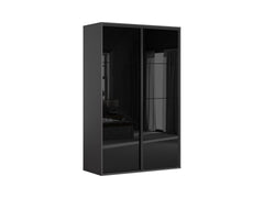 Flex Sliding Door Wardrobe 150cm — 8 Shelves, 3 Soft-Close Drawers & Hanging Rail, Graphite & Black Gloss