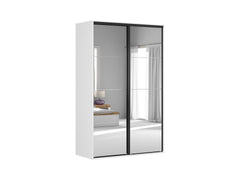 Flex Sliding Wardrobe 150x240 cm – White, Mirror Fronts, 7 Shelves, 3 Drawers, 10-Year Warranty