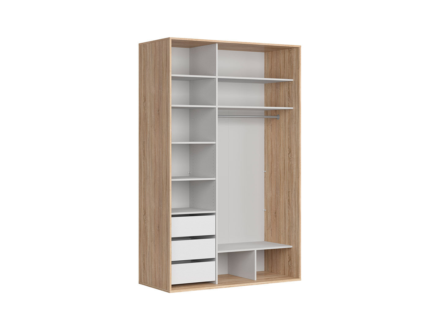 Flex Sliding Door Wardrobe 150 cm – Sonoma Oak / Mirror | 7 Shelves, 3 Drawers & Hanging Rail